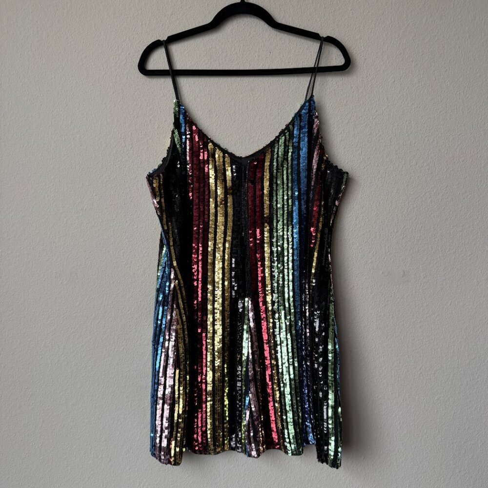 Forest Lily Sequin Stripe Slip Dress in Multi Size M - Picture 4 of 7